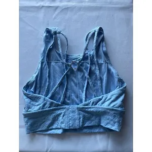 Light Blue Cotton buffbunny Embroidered Crop Top‎ Summer Tank Sleeveless S thumbnail 2