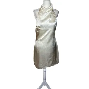 Amanda Uprichard Kyoto Dress in Ivory Medium Womens Satin Halter Cocktail thumbnail 4