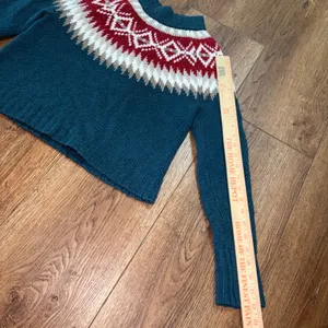 American Eagle Teal Fair Isle Mock Neck Knit Sweater XS Nordic Pullover Ski cozy thumbnail 5