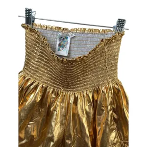 Queen‎ of Sparkles Gold Metallic Smocked High Waist Flared Shorts Womens XS thumbnail 12