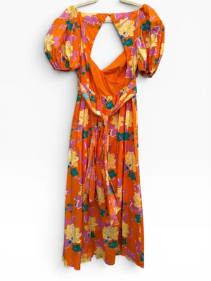 Petal & Pup Orange Floral Puff-Sleeve Maxi Dress thumbnail 5