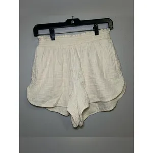 Aerie Neutral Gauzy High Waisted Textured 100% Cotton Shorts Women’s Size Medium thumbnail 3