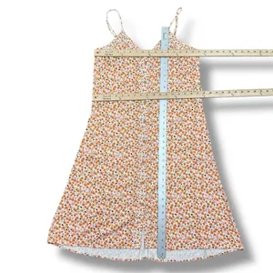 A Loves A Ditsy Floral Button Front‎ Spaghetti Strap Sundress Orange Pink Small thumbnail 12