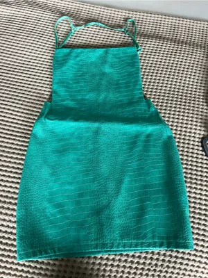 Green Croc-Embossed Halter Mini Dress thumbnail 1