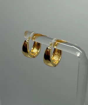 Dept Store 925 Sterling Silver Earrings 925 Sterling Silver with Yellow gold plated Huggies hoops earrings thumbnail 4