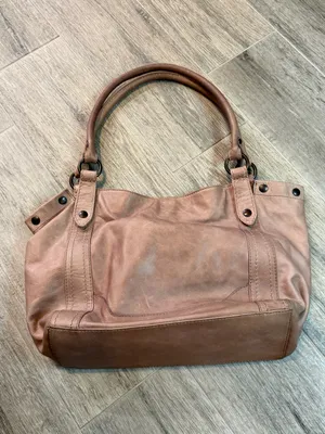 Frye Melissa Tote Shoulder Bag Distressed Tan Leather Boho Gypsy Hippy thumbnail 2
