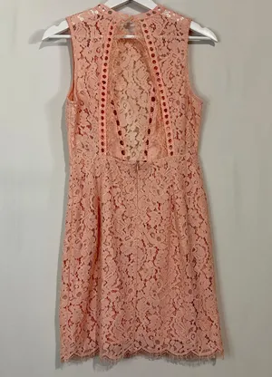 Main Strip Women’s Sleeveless Open Back Lace Mini Dress Pink NWOT thumbnail 8