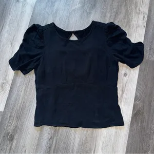 Abercrombie & Fitch Puff Sleeve Crop Top Smocked Open Back thumbnail 2