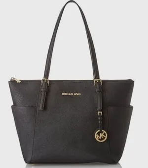 MICHAEL KORS Jet Set East West Top Zip Tote Bag Saffiano Leather Black thumbnail 1