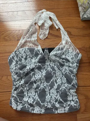 SHEIN White Lace Halter Camisole thumbnail 1