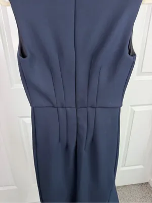 Sportmax Navy V-Neck Mermaid Midi Dress Built-In Shapewear thumbnail 9