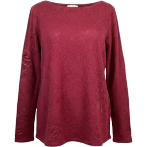 Ann Taylor LOFT Red Paisley Floral Textured‎ Lace Boatneck Top Womens Medium thumbnail 1