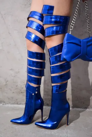 Women's Cape Robbin Blue Heeled Boots Size 6.5 thumbnail 1