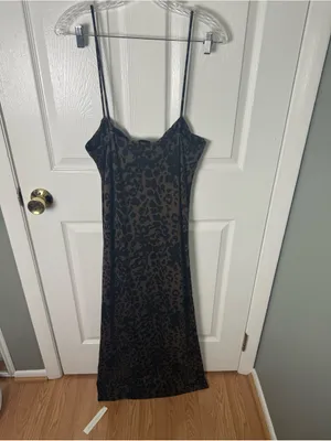 Reformation Elise Knit Dress in Tana Leopard XL thumbnail 7
