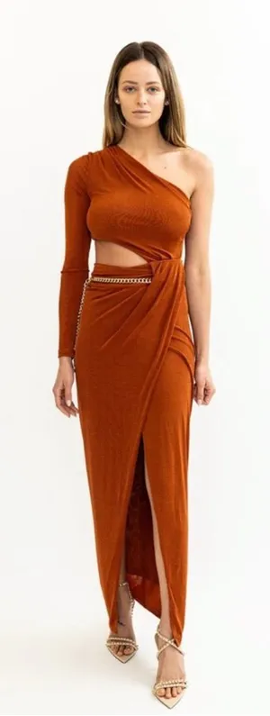 NWT Torn by Ronny Kobo Everleigh One‎ Shoulder Cut Out Dress Sz Medium $228 thumbnail 1