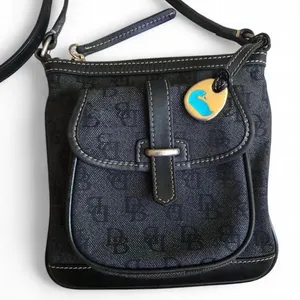 DOONEY & BOURKE Dark Grey Canvas Leather Trims Small Crossbody Bag thumbnail 3