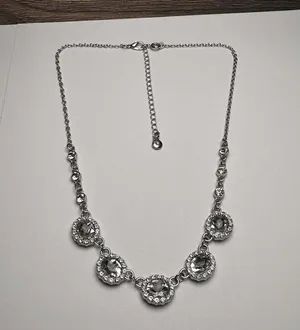 Roman Clear Rhinestone Silver Tone Necklace Signed RMN Adjustable Length thumbnail 14