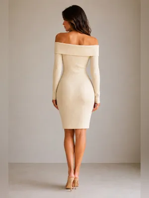 NWT Gilli Ribbed Off The Shoulder Bodycon Sweater Dress thumbnail 2