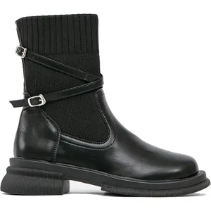 NEWBELLA Women’s Strap Decor Ankle Boots in Black, Size 6​​​​​​ thumbnail 1
