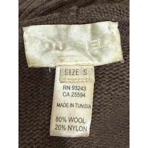 Diesel Brown Wool Blend Embroidered Pom Pom Babydoll Hoodie Sweater Small thumbnail 4