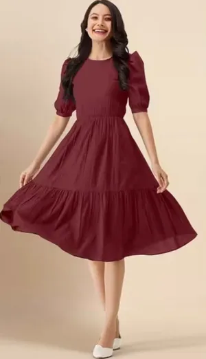 NEW Fit & Flair Lightweight Tiered Midi Dress M thumbnail 1