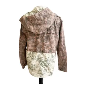 Anthropologie Hei Hei Jacket Womens Camo Multi Button Front Hooded Utility Large thumbnail 2