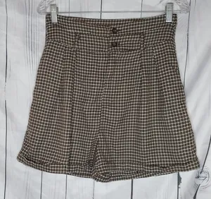 Cider Houndstooth Pleated High Waisted Shorts thumbnail 1