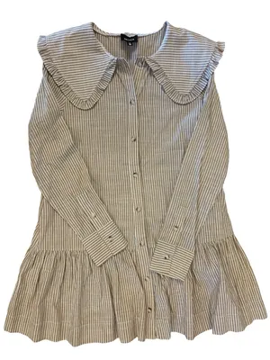 Heyson Dôen Inspired Stripe Babydoll Mini Dress Cottagecore Praire Collared |M thumbnail 3