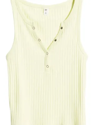 Women’s Pale Yellow Ribbed Henley Tank Top thumbnail 1