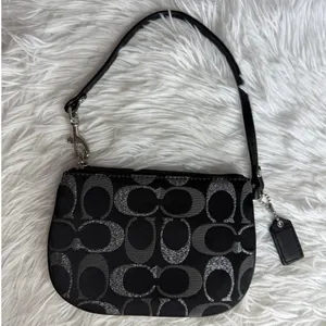 COACH Black Silver Signature Canvas Wristlet thumbnail 2