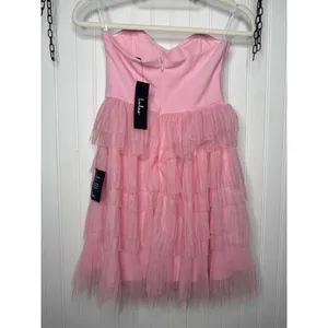 NWT Lulus Fabulous Thoughts Light Pink Tulle Strapless Tiered Mini Dress Fairy S thumbnail 3