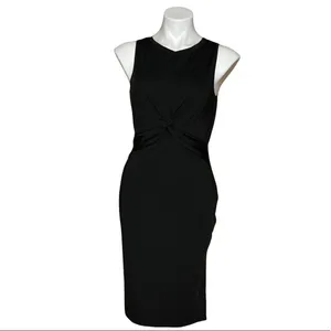 Ouges Black Twist Front Ruched Bodycon Mini LBD Sleeveless Cocktail Dress Size M Size M thumbnail 2
