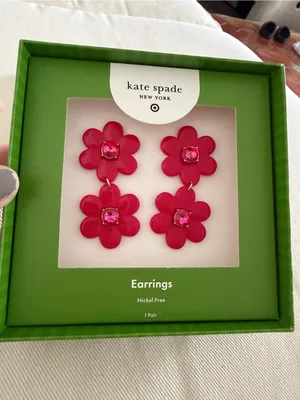 kate spade New York Pink Floral Drop Earrings thumbnail 2
