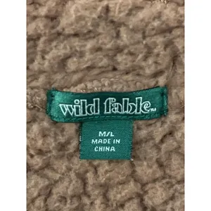 Wild Fable Jacket Womens M/L Brown Sherpa Fleece Hooded Full Zip Pockets Teddy thumbnail 7