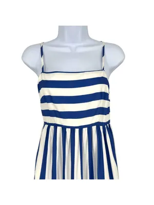 Urban Daizy Nautical Stripe Maxi Dress Blue White Tiered Sun Dress Medium NWT thumbnail 2