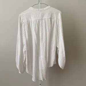 William B Size M White Blouse‎ Preppy Victorian Cotton Henley Coastal Boho thumbnail 7