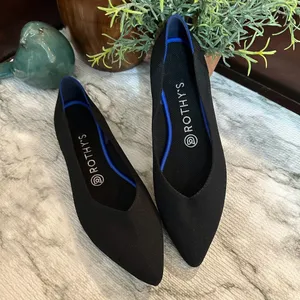 Rothy’s Women's The Point Flats Size 8W Black Blue Knit Slip On Shoes thumbnail 7