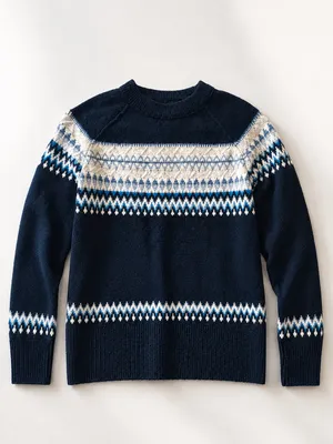 Aerie Fair Isle Nordic Knit Sweater Navy Blue Crewneck Pullover Size S/P thumbnail 2
