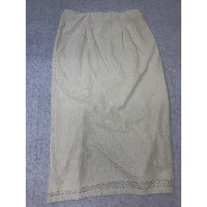 A New Day Cream Eyelet Lace Midi Skirt High Waist Side Slit Women Size‎ 10 NWT thumbnail 3