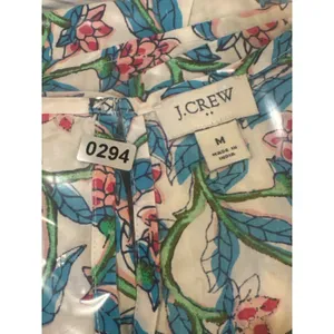 J.Crew Floral Puff Sleeve Top Womens Medium White Blue Pink Smocked Boho Blouse thumbnail 6