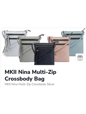 Silver Metallic Crossbody Bag Adjustable Strap Zipper Accents for Women thumbnail 2