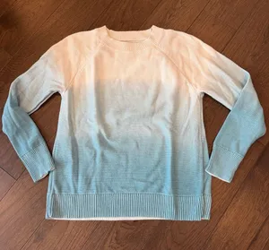 LOFT Ombré Crewneck Sweater - Cream to Aqua Blue Size Small - C54-154 thumbnail 1