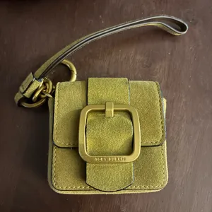 Tory Burch Sawyer mini bag key fob in suede with an oversized buckle and wristle thumbnail 1