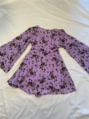 Free People Purple Floral Mini Dress thumbnail 8