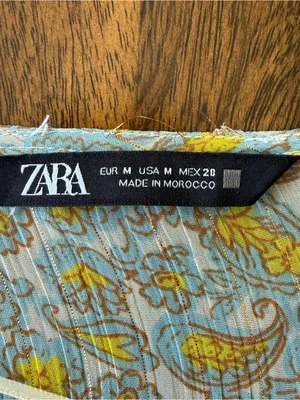 Zara Yellow & Blue Paisley Long Sleeve Top thumbnail 3