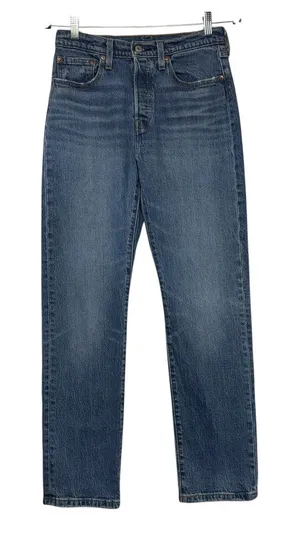 Levis 501 Original‎ Fit High Rise Straight Leg Jeans Blue 27x30 12501-0396 thumbnail 1