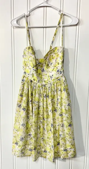 GIANNI BINI Dress‎ Women Size 0 Mini Sleeveless Floral Yellow Summer Polyester thumbnail 1