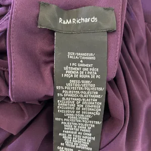 R&M Richards Halter‎ Sleeveless Long Gown Beaded Waist Purple Eggplant Size 4 thumbnail 8