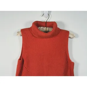 Abercrombie & Fitch Orange Turtleneck Sweater Vest Size M Knit Fall Layering thumbnail 5