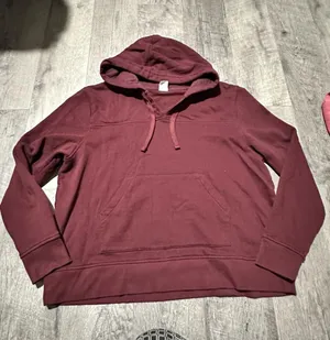 Maroon Burgundy Red Hoodie Pockets Women’s Pull Over drawstring basic amazon XL thumbnail 1